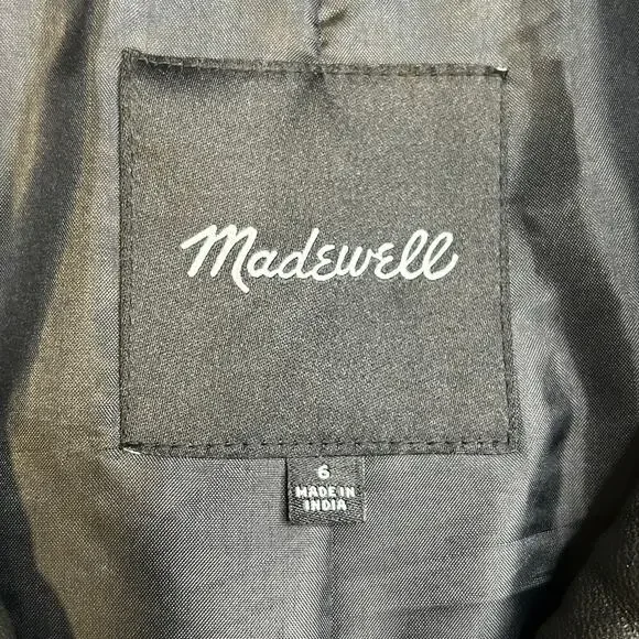 Madewell lamb leather shrunk zip front brass hardware jacket size 6** - Picture 11 of 15